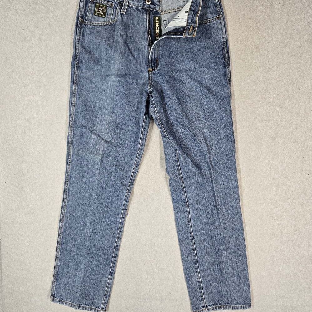 Cinch Men Jeans 33X34 Blue Denim Green Label Relaxed Tapered 32" Inseam